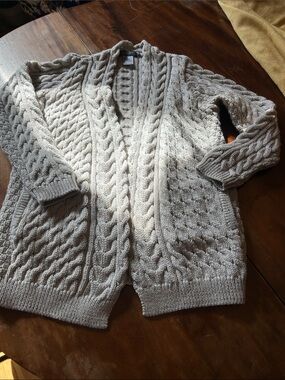 Islander Light Cream Cable-Knit Open Cardigan